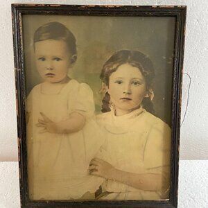 Antique Portrait 2 Girls Baby Photo 1895s - 1900s